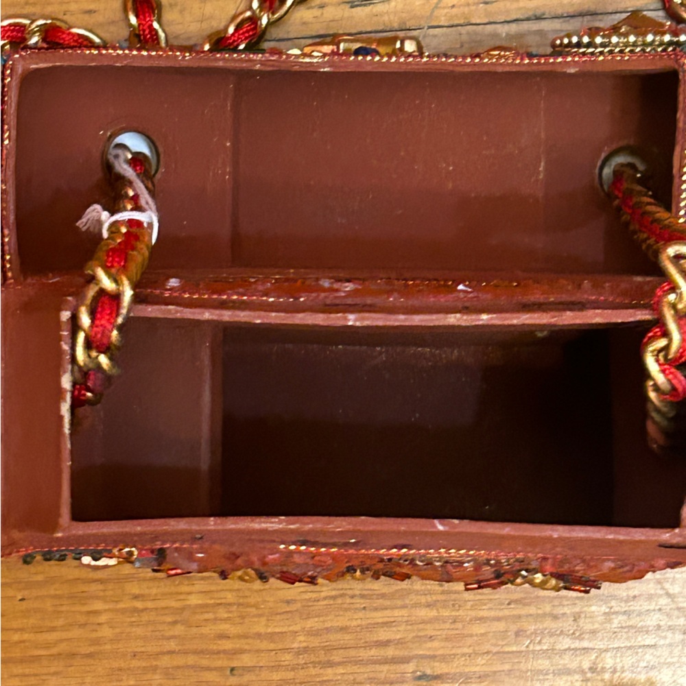 Christmas Stocking Jeweled Beaded Box Purse Clutch Handbag Holiday Unique - Picture 10 of 13